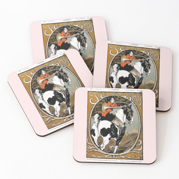Item preview, Jugend Art Deco Vintage Woman on Horseback  with Horn designed and sold by artemisxluna89.