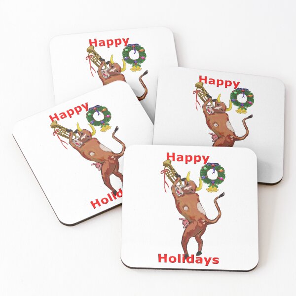 Item preview, Holiday Dancing Brown Trumpet Cow designed and sold by VerdeDoodleDuck.