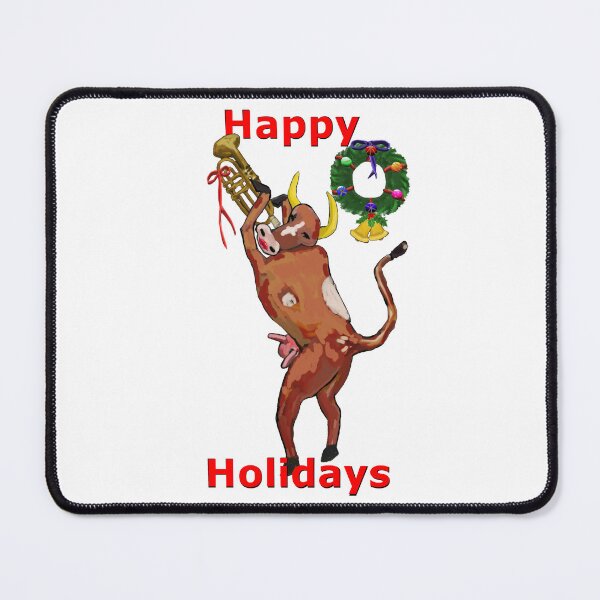 Item preview, Holiday Dancing Brown Trumpet Cow designed and sold by VerdeDoodleDuck.