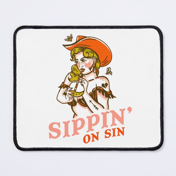 Item preview, Sipping On Sin: Cute Vintage Western Cowgirl Pinup Drinking A Cocktail designed and sold by The Whiskey Ginger Design Shop.
