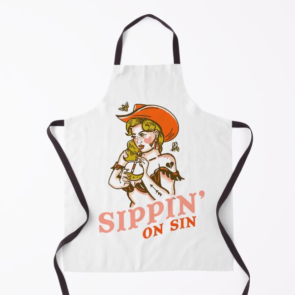 Artikelvorschau, An der Sünde nippen: Süßes Vintage-Western-Cowgirl-Pinup, das einen Cocktail trinkt entworfen und verkauft von The Whiskey Ginger Design Shop.