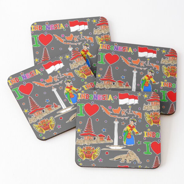 Item preview, I love Indonesia. Hand drawn Indonesian elements, flag and map designed and sold by mashmosh.