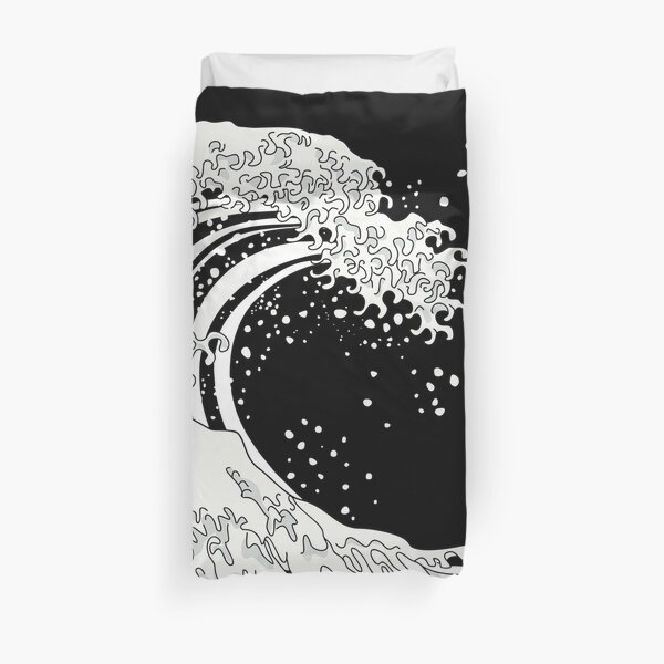 Black and White Great Wave Duvet Cover