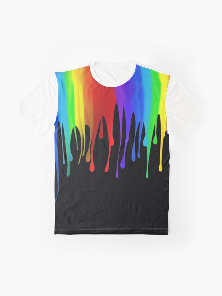 LV Print with Rain Bow Drip Graphic Tee Black / Medium