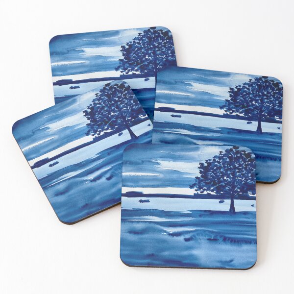 Item preview, Watercolor blue landscape, abstract landscape designed and sold by anaozzart.