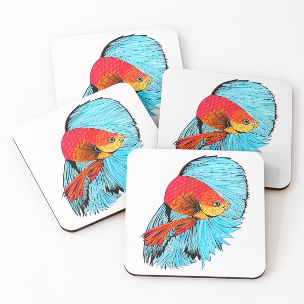 Item preview, Betta Fish Art - Orange and Blue designed and sold by SfidaDesigns.
