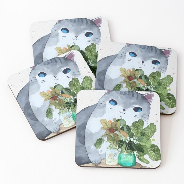 Item preview, Cozy cat with books and house plants, watercolor designed and sold by njiiz.