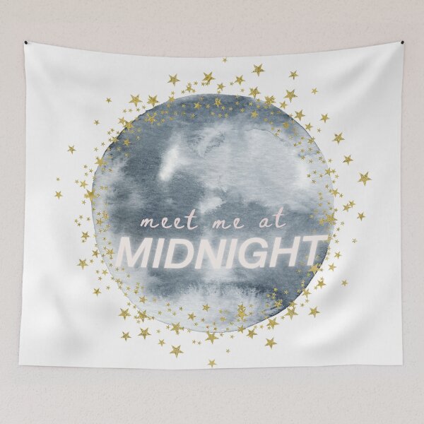 Item preview, meet me at midnight watercolor starry moon designed and sold by cottagecorococo.