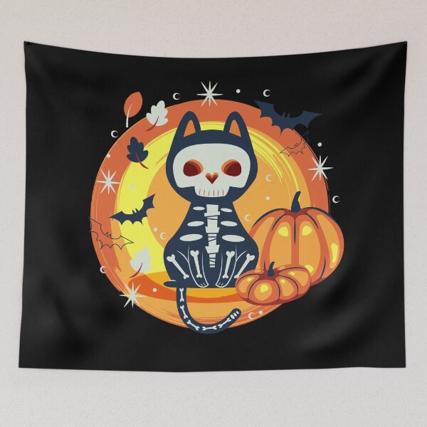Item preview, Skeleton Cat Halloween Theme designed and sold by blackdogshop.