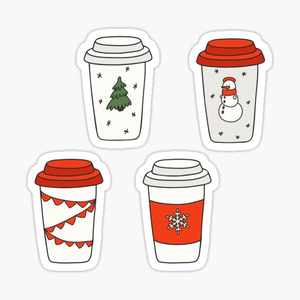 Winter and Christmas Drinks in Disposable Cups with Black Lids