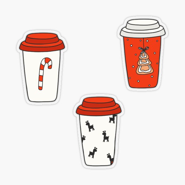 Christmas Paper Cups with White and Red Reindeer and Snowflakes