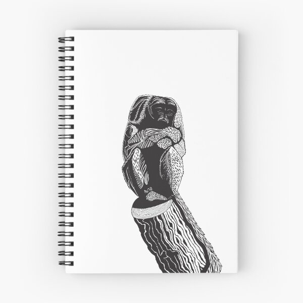 Item preview, Thoughtful Monkey Sitting Alone on a Stump - Ink Drawing designed and sold by SfidaDesigns.
