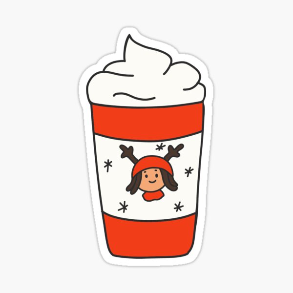 Winter and Christmas Drinks in Disposable Cups with Black Lids, Sleeves,  and Straws Sticker for Sale by LDTreasures