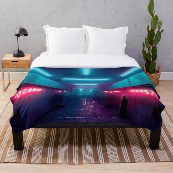 Item preview, SUBWAY METRO PASSAGEWAY CYBERPUNK RETRO WAVE colorful pink blue glowing neon lights designed and sold by DRK7DSGN.