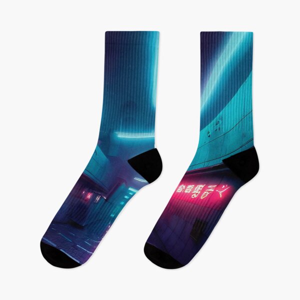 Item preview, SUBWAY METRO PASSAGEWAY CYBERPUNK RETRO WAVE colorful pink blue glowing neon lights designed and sold by DRK7DSGN.