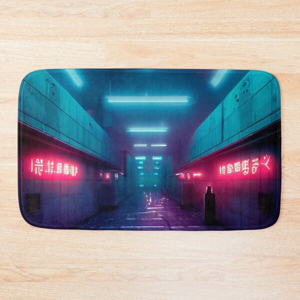 Item preview, SUBWAY METRO PASSAGEWAY CYBERPUNK RETRO WAVE colorful pink blue glowing neon lights designed and sold by DRK7DSGN.