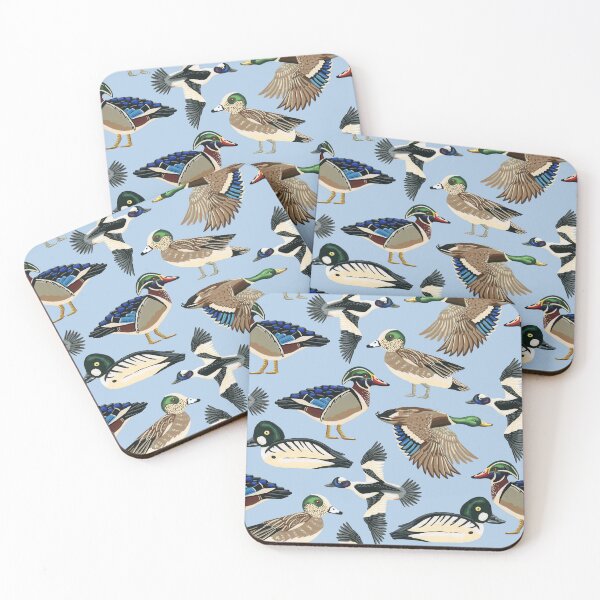 Item preview, American Duck Species Pattern in Blue designed and sold by paintedpansy.