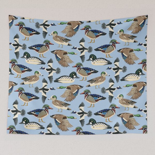 Item preview, American Duck Species Pattern in Blue designed and sold by paintedpansy.