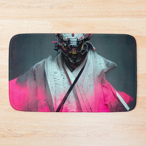 Item preview, FUTURISTIC SAMURAI WARRIOR ANDROID HELMET CYBERPUNK RETRO WAVE colorful pink dust glowing neon lights designed and sold by DRK7DSGN.