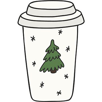 Winter and Christmas Drinks in Disposable Cups with Black Lids, Sleeves,  and Straws Sticker for Sale by LDTreasures