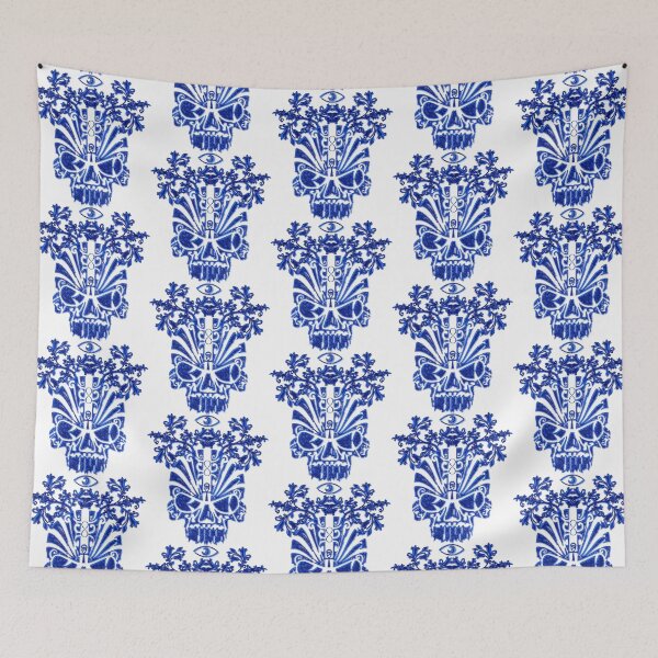 Item preview, 1111 Metallic Blue Floral Skull Of Renewal  designed and sold by DesignLust.