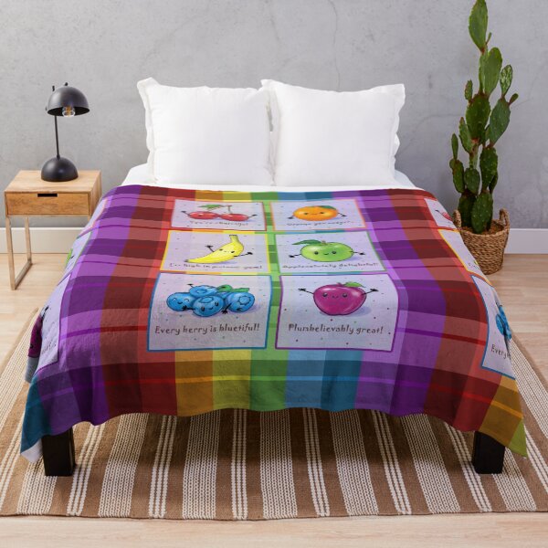 Item preview, Fruity Puns on Rainbow Plaid designed and sold by ElephantShoe.