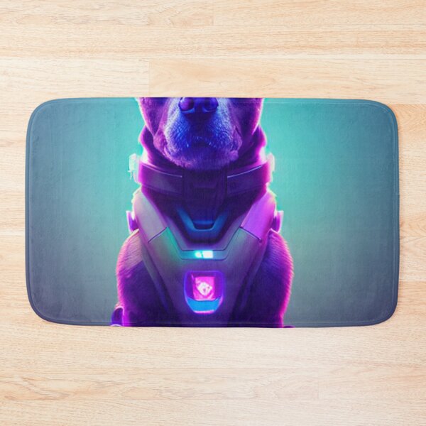 Item preview, CYBERPUNK FUTURISTIC DOG RETRO WAVE colorful pink glowing neon lights designed and sold by DRK7DSGN.