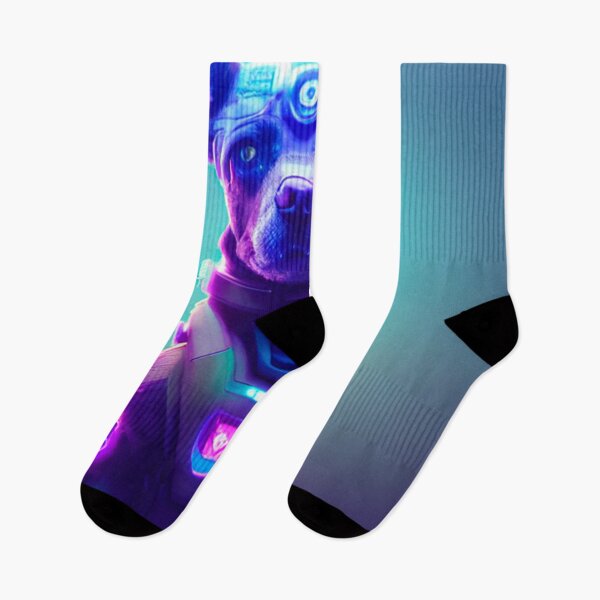 Item preview, CYBERPUNK FUTURISTIC DOG RETRO WAVE colorful pink glowing neon lights designed and sold by DRK7DSGN.