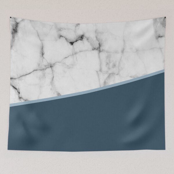 Item preview, Real White Marble Half Ocean Sapphire Steel Blue designed and sold by 5mmpaper.