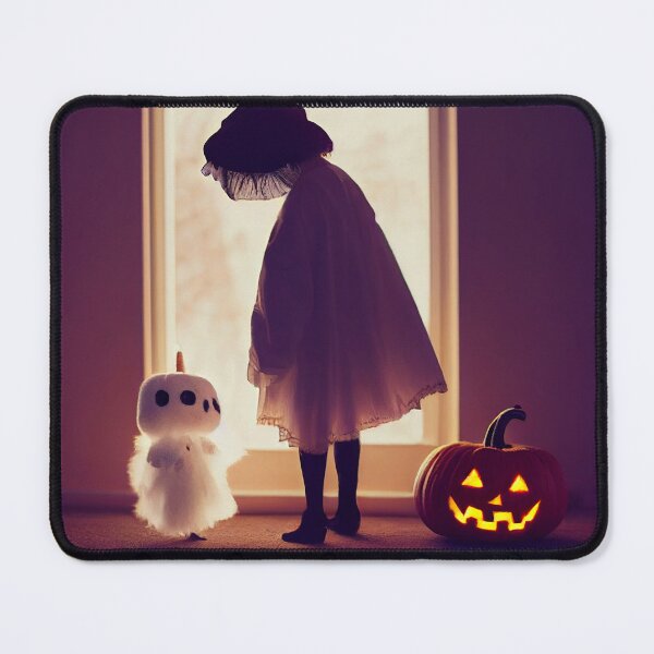 Item preview, Child wearing a Witch costume with a ghost and a pumpkin designed and sold by Hype2Art.