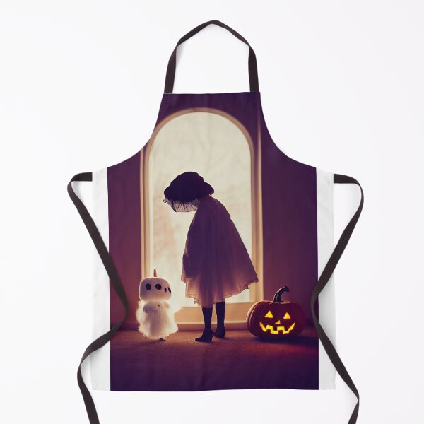 Item preview, Child wearing a Witch costume with a ghost and a pumpkin designed and sold by Hype2Art.