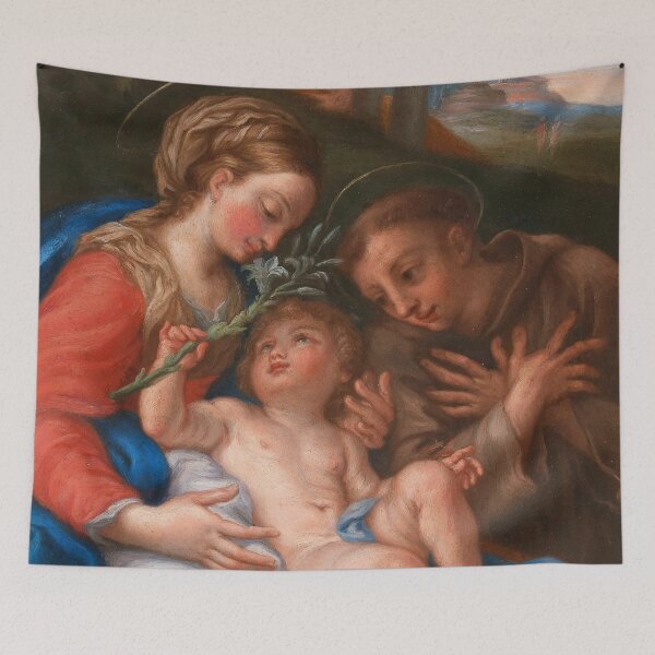 Item preview, Madonna and Child with Saint Anthony of Padua | Roman Art | 1700 Gospel Biblical Art designed and sold by CJET.