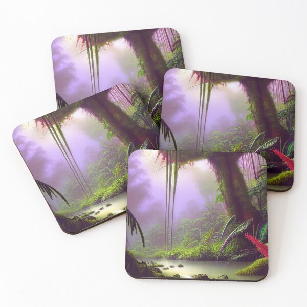 Item preview, Digital Painting Of a Lush Wet Natural purple Jungle designed and sold by NatureFood.