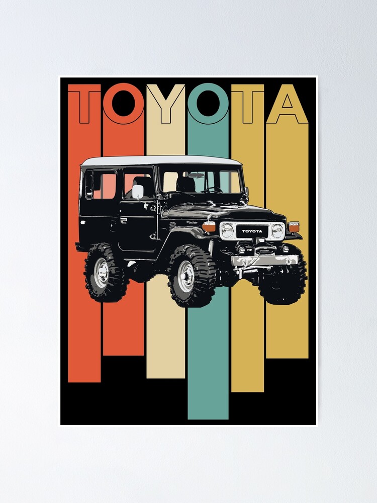 "Toyota FJ40 Land Cruiser Retro (on black)" Poster for Sale by