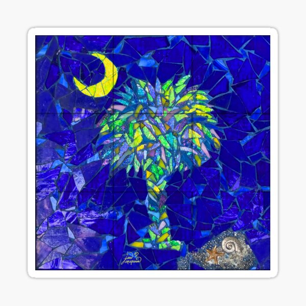 Palmetto Tree & Moon Mosaic Sticker