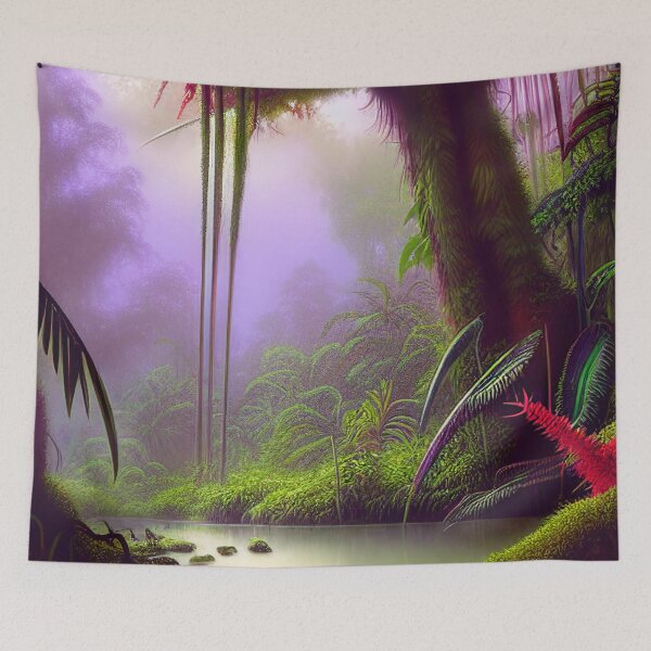 Item preview, Digital Painting Of a Lush Wet Natural purple Jungle designed and sold by NatureFood.
