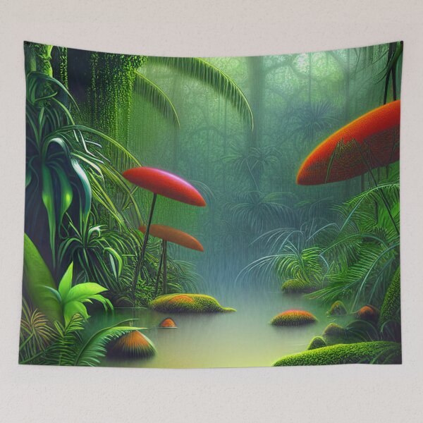 Item preview, Digital Painting Of a Lush Wet Natural Jungle designed and sold by NatureFood.