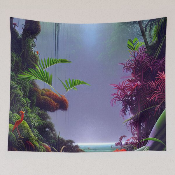 Item preview, Digital Painting Of a Lush Wet Purple Natural Jungle designed and sold by NatureFood.