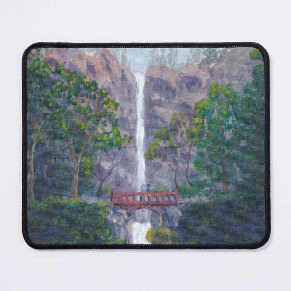 Artikelvorschau, Wasserfall, Bäume, Brücke, Multnomah Falls, Oregon, Columbia River, Malerei entworfen und verkauft von Aryxaba.