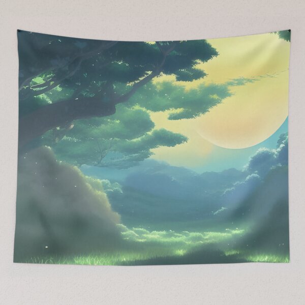 Item preview, Beautiful anime landscape with moonshining designed and sold by Devin Farinsky.