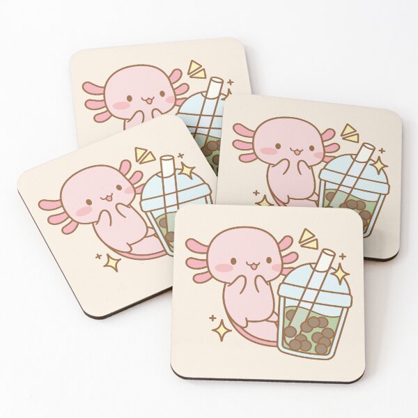 Item preview, Cute Axolotl with Matcha Boba Tea designed and sold by LuYukari.