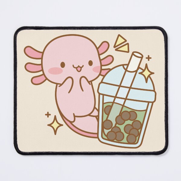 Item preview, Cute Axolotl with Matcha Boba Tea designed and sold by LuYukari.