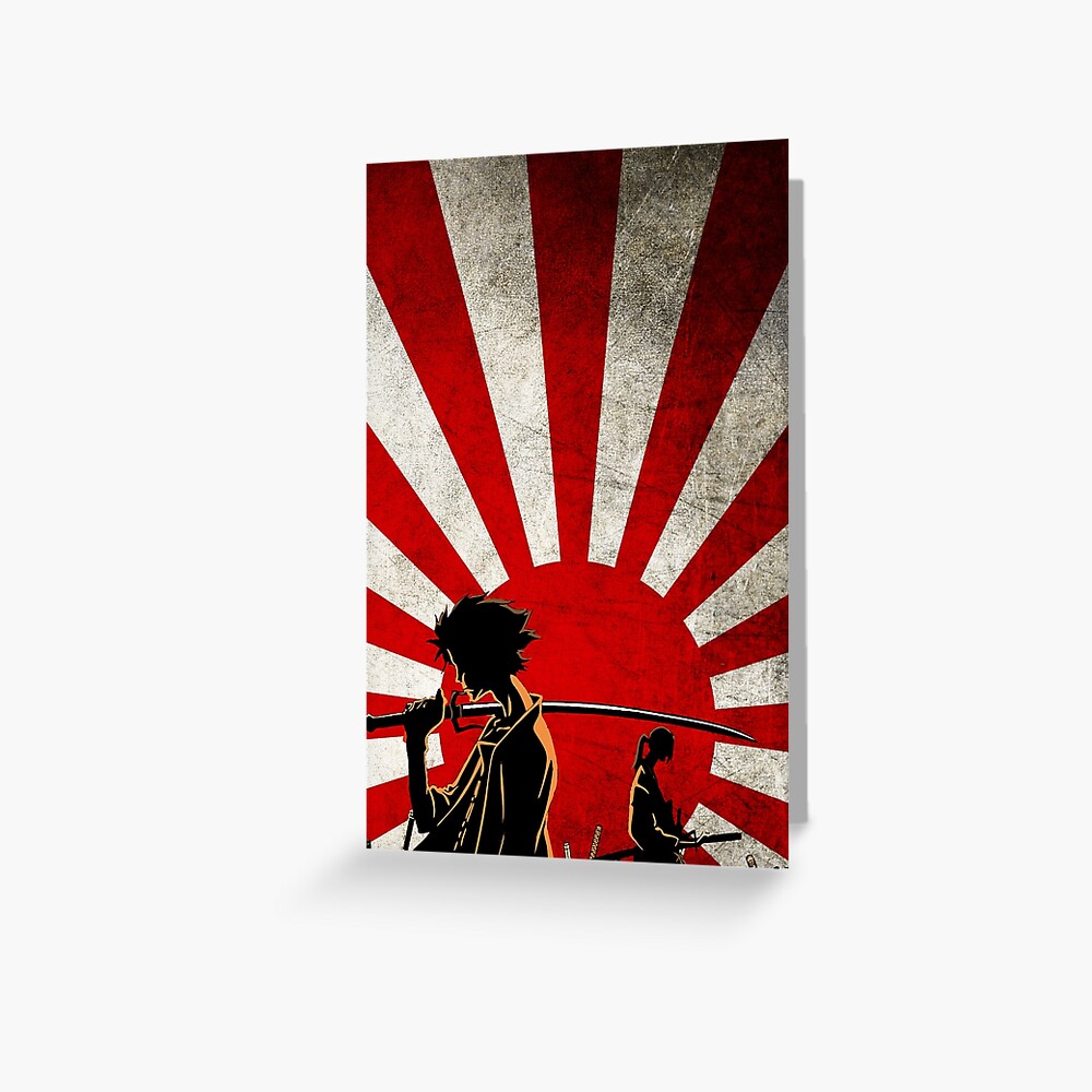 Samurai Rising Sun Greeting Card By Metalcharisma Redbubble