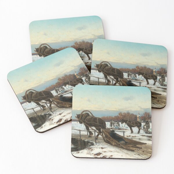 Item preview, Ice Cutting in a Warm Afternoon Light | Constantine Kryzhitsky | 1886 Russian Farm Life Landscape Art designed and sold by CJET.