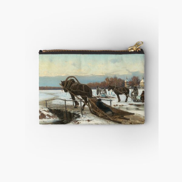 Item preview, Ice Cutting in a Warm Afternoon Light | Constantine Kryzhitsky | 1886 Russian Farm Life Landscape Art designed and sold by CJET.