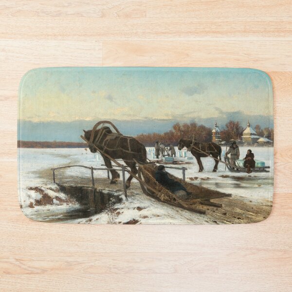 Item preview, Ice Cutting in a Warm Afternoon Light | Constantine Kryzhitsky | 1886 Russian Farm Life Landscape Art designed and sold by CJET.