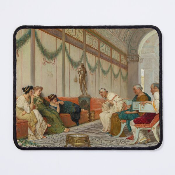 Item preview, Interior of Roman Building with Figures | Ettore Forti | 1890 Greco-Roman Daily Life Art designed and sold by CJET.