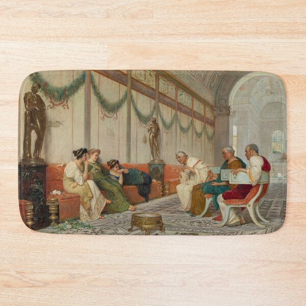 Item preview, Interior of Roman Building with Figures | Ettore Forti | 1890 Greco-Roman Daily Life Art designed and sold by CJET.