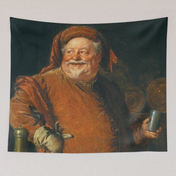 Item preview, Falstaff with a Pewter Jug and a Goblet | Eduard von Grutzner | 1908 Shakespeare Art designed and sold by CJET.