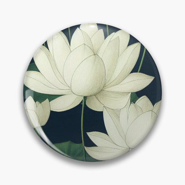 Item preview, White Lotus Flowers on Navy Background designed and sold by melbournedesign.